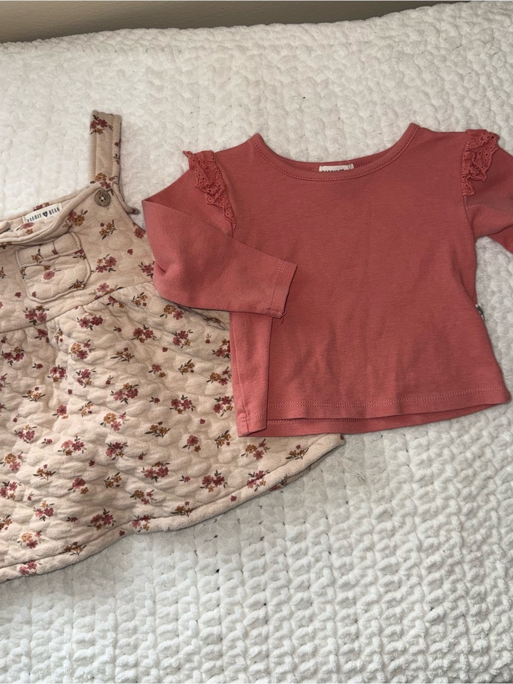 Girls' Dusty Rose Long-Sleeve Ruffle Shoulder Top